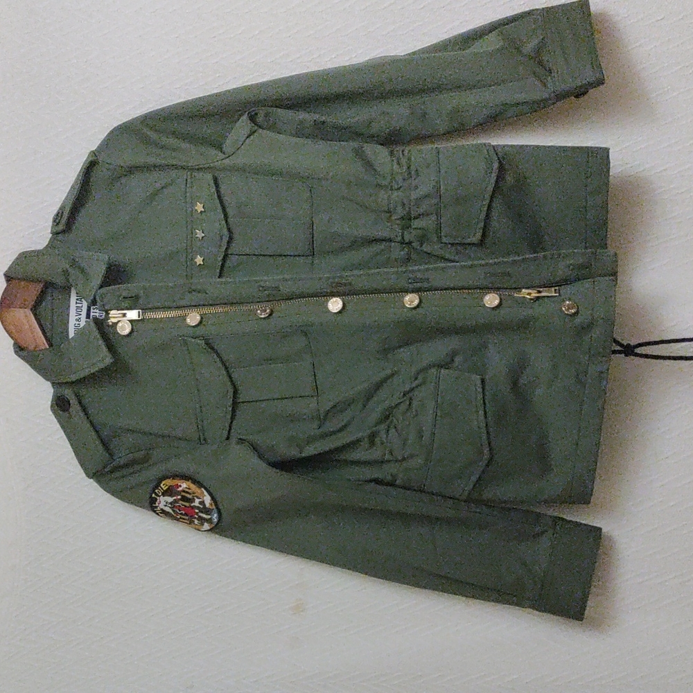 NWOT Women's Zadig & Voltaire Kayak Skull Military Jacket.